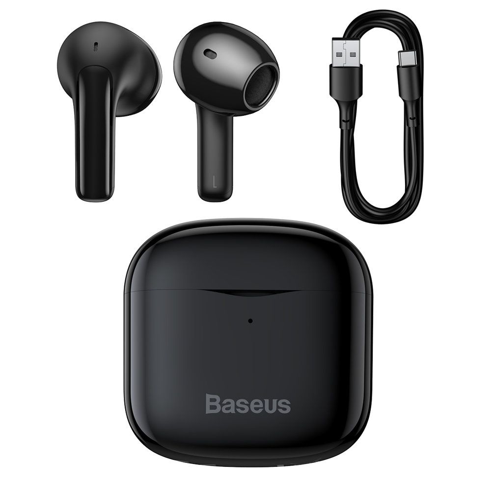 CASTI Baseus Bowie E3, pt smartphone, wireless, protectie apa IP64, bluetooth 5.0, microfon pe casca, negru 