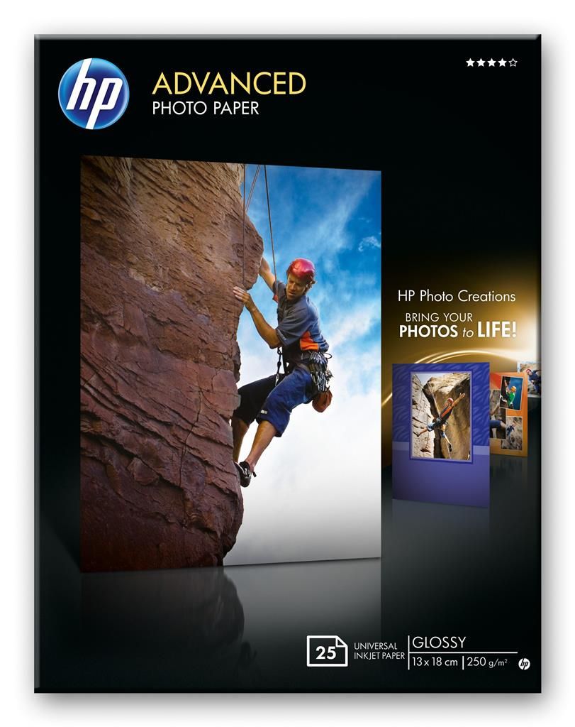 HP Advanced glossy photo paper inkjet 250g/m2 130x180mm 25 sheets 1-pack borderless