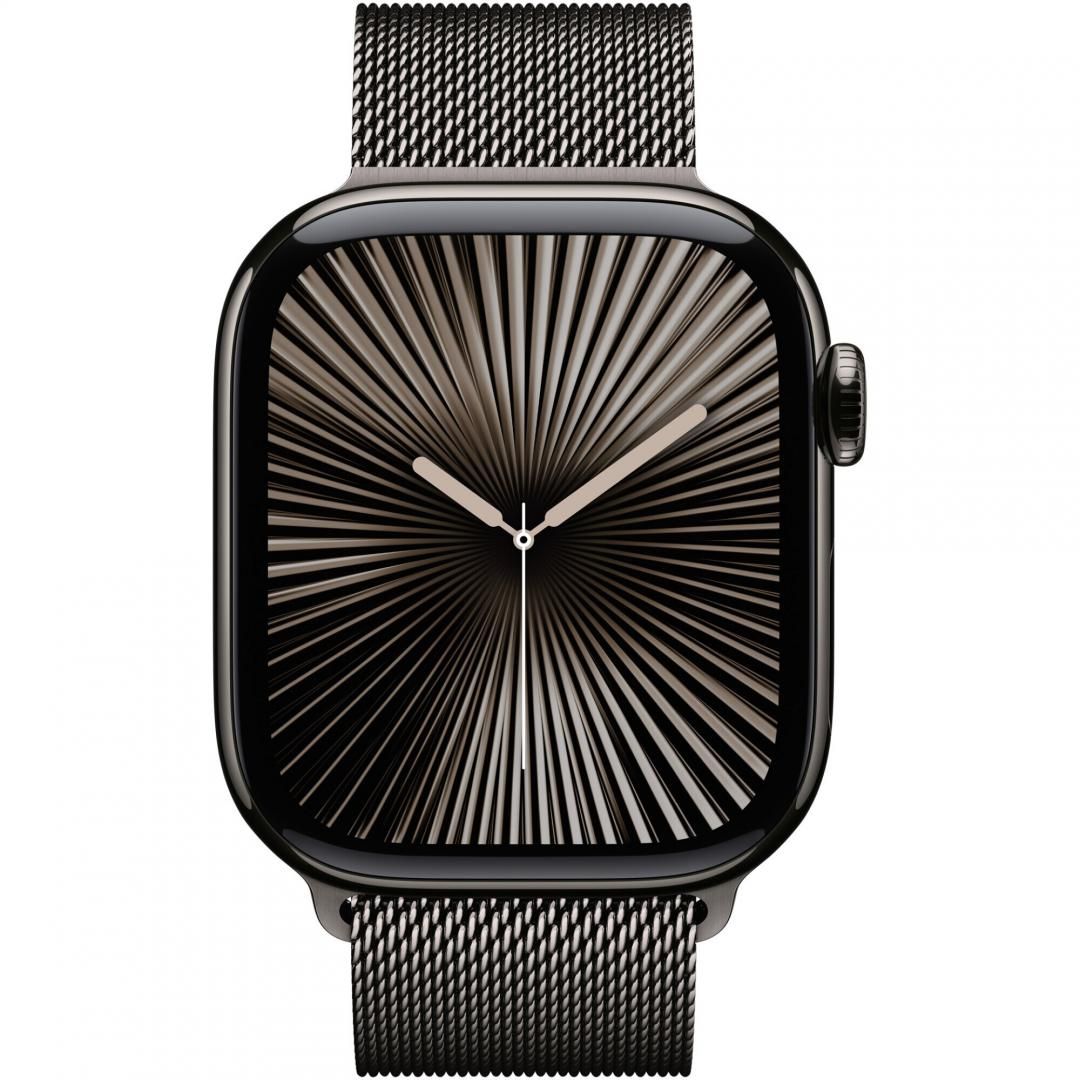Apple Watch Series 10 GPS + Cellular 42mm Slate Titanium Case with Slate Milanese Loop Detaliu 1