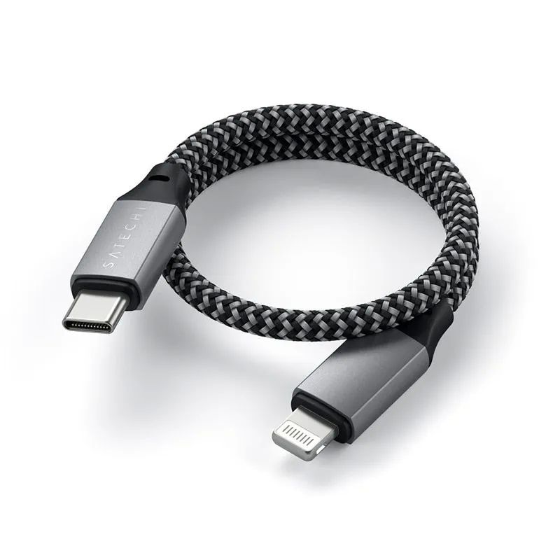 Satechi USB-C to Lightning Short Cable 25cm - Space Grey Detaliu 1