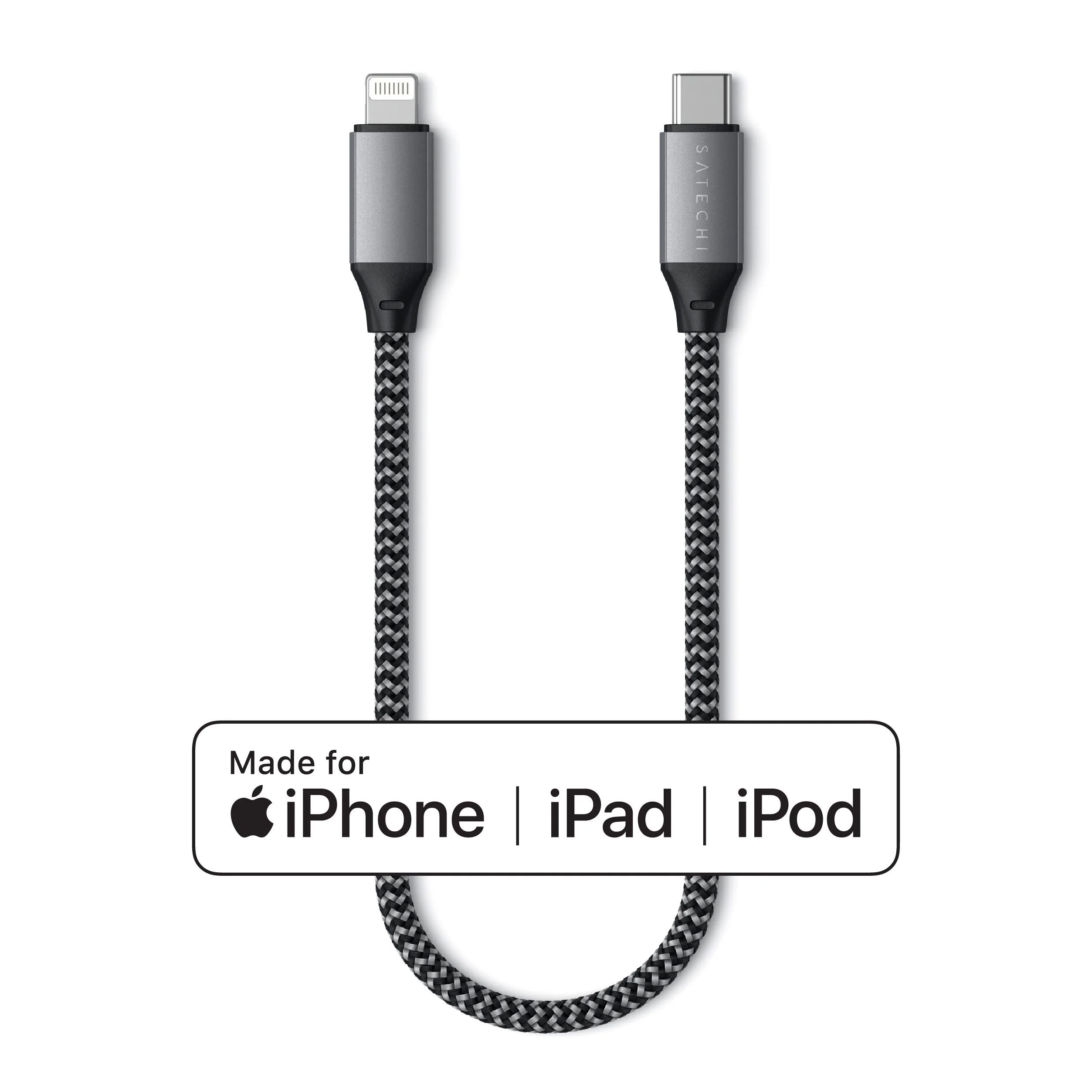 Satechi USB-C to Lightning Short Cable 25cm - Space Grey Detaliu 3