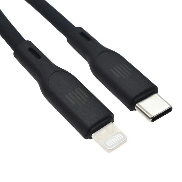 Dviced Cable USB-C to Lightning silicone 1,25m - Black Detaliu 2
