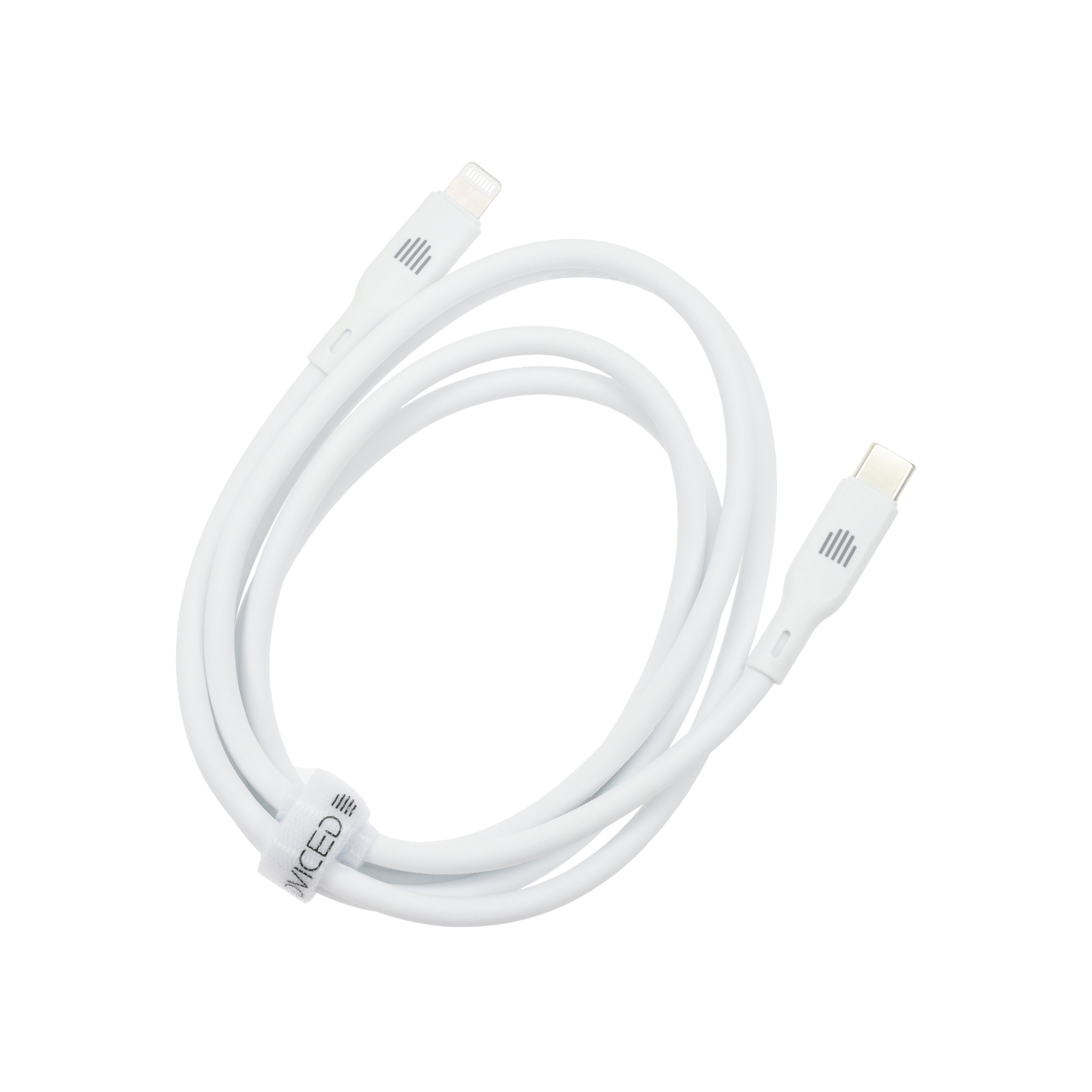 Dviced Cable USB-C to Lightning silicone 1,25m - White Detaliu 4