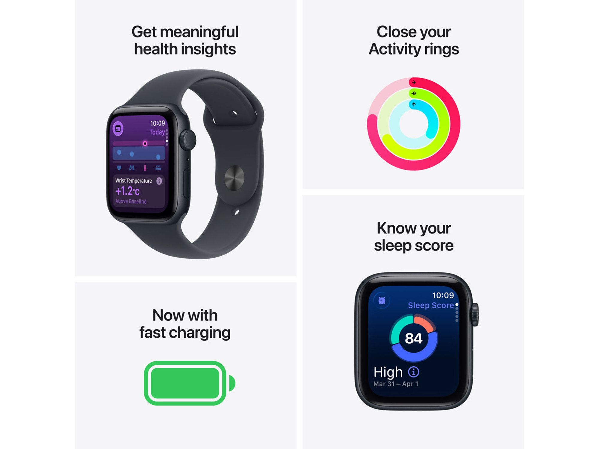 Apple Watch SE 3 GPS 44mm Midnight Aluminium Case with Midnight Sport Band - M/L Detaliu 1