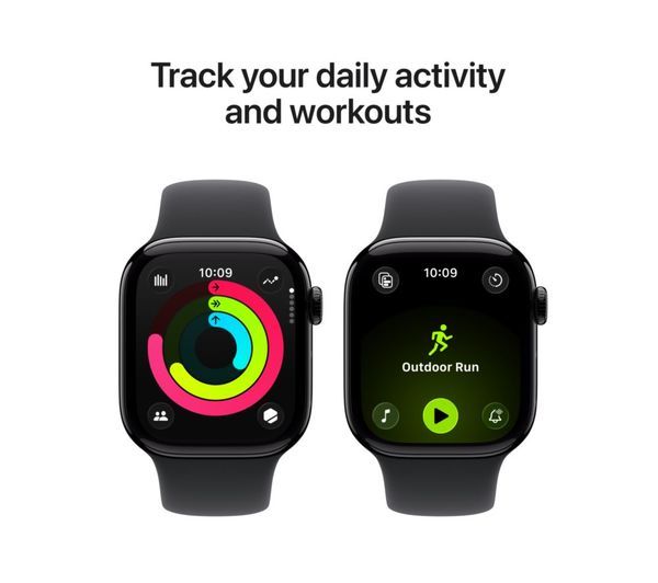 Apple Watch Series 11 GPS + Cellular 42mm Carcasă din aluminiu negru jet cu brățară sport neagră - M/L Detaliu 2