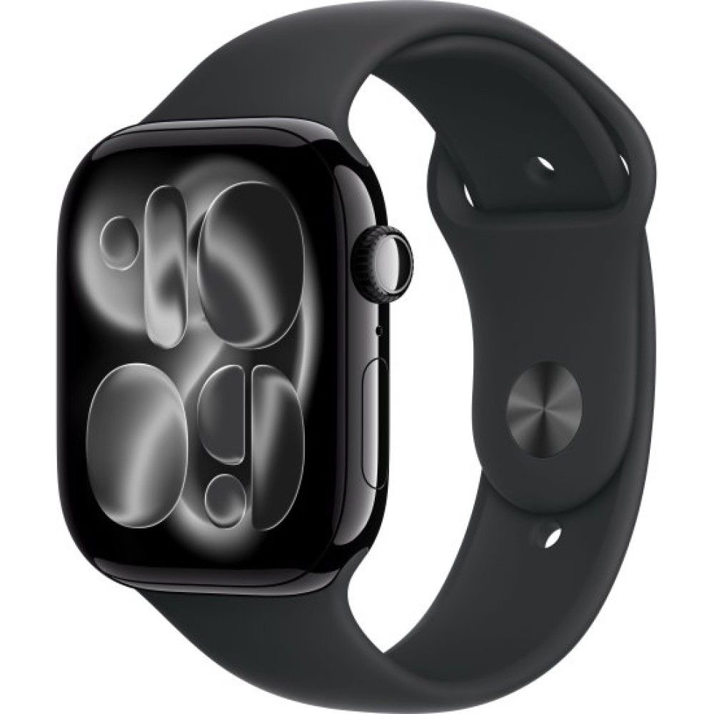 Apple Watch Series 11 jet black aluminium 46mm black sport band Size S/M