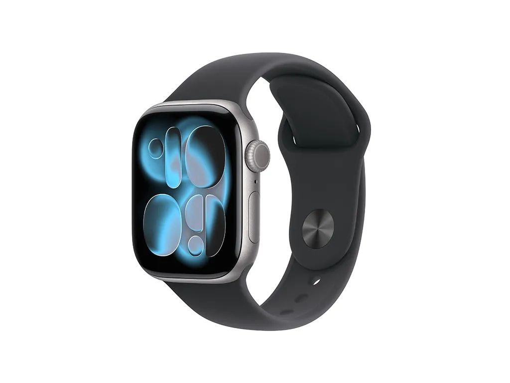 Apple Watch Series 11 jet black aluminium 46mm black sport band Size S/M Detaliu 2