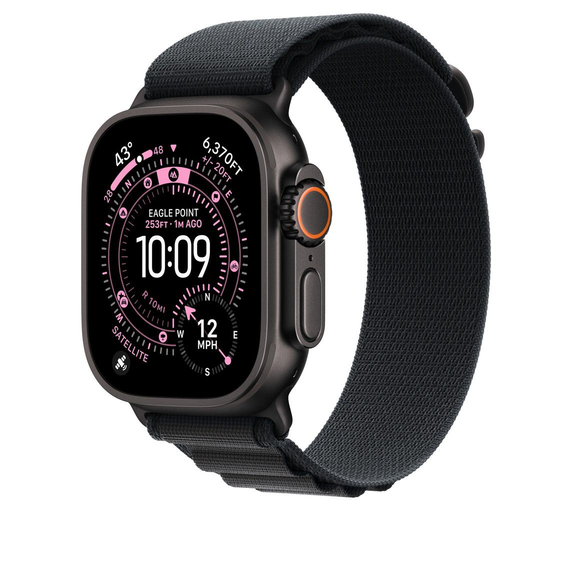 Apple Watch 49mm Loop:  Black Alpine Loop - Small - Black Titanium Finish Detaliu 1