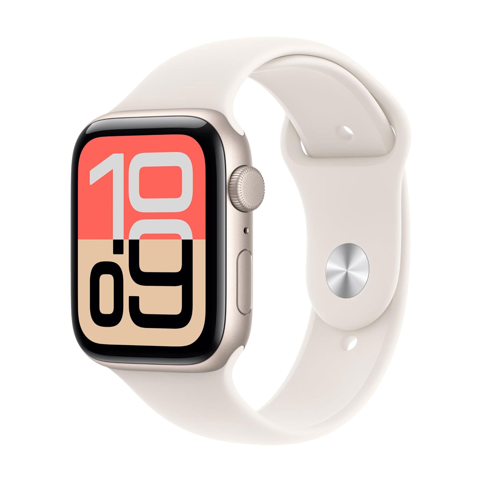 Apple Watch SE 3 GPS 44 mm, carcasă din aluminiu Starlight cu brățară Sport Starlight - M/L Detaliu 1