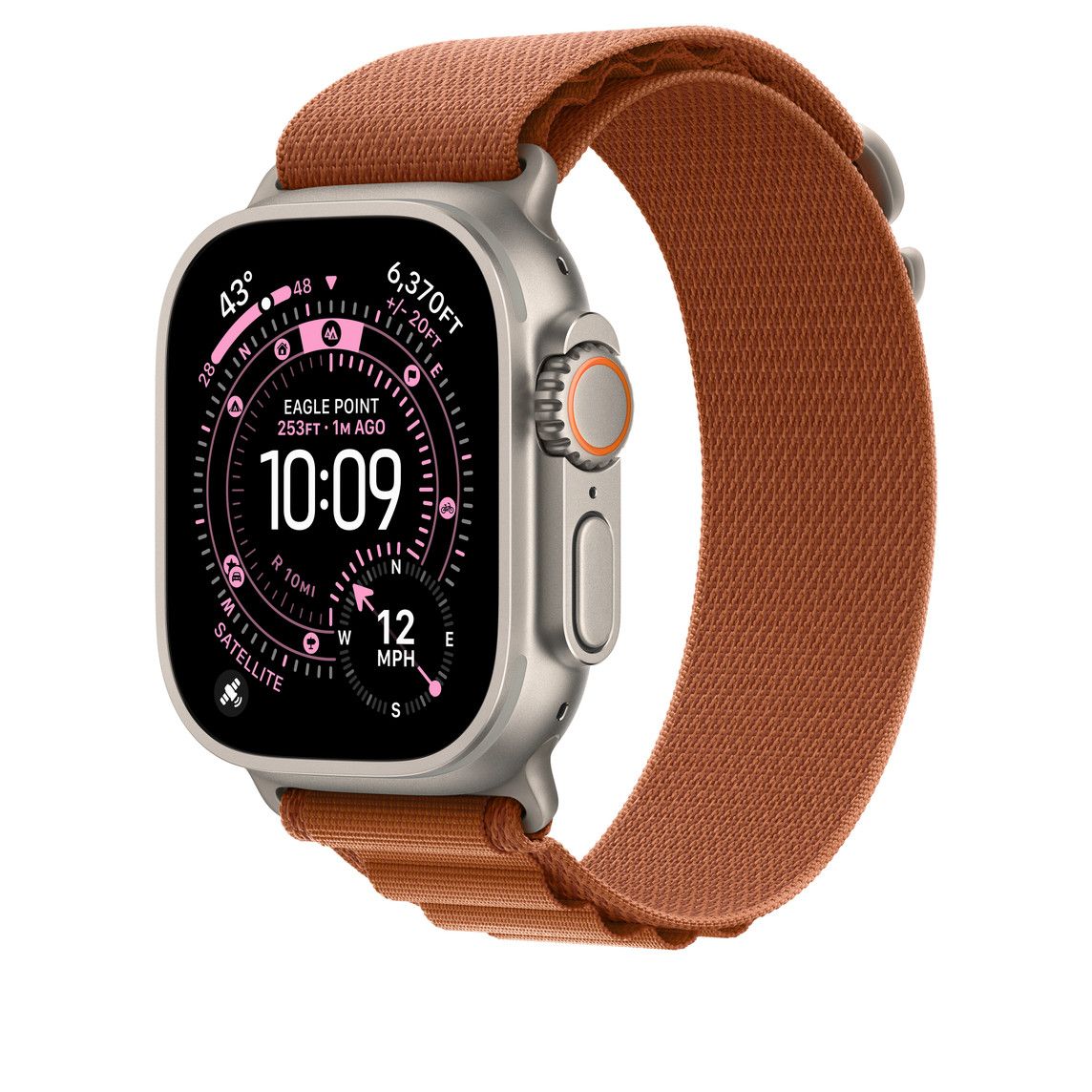 Apple Watch 49mm Loop:  Terra Cotta Alpine Loop - Small - Natural Titanium Finish Detaliu 1