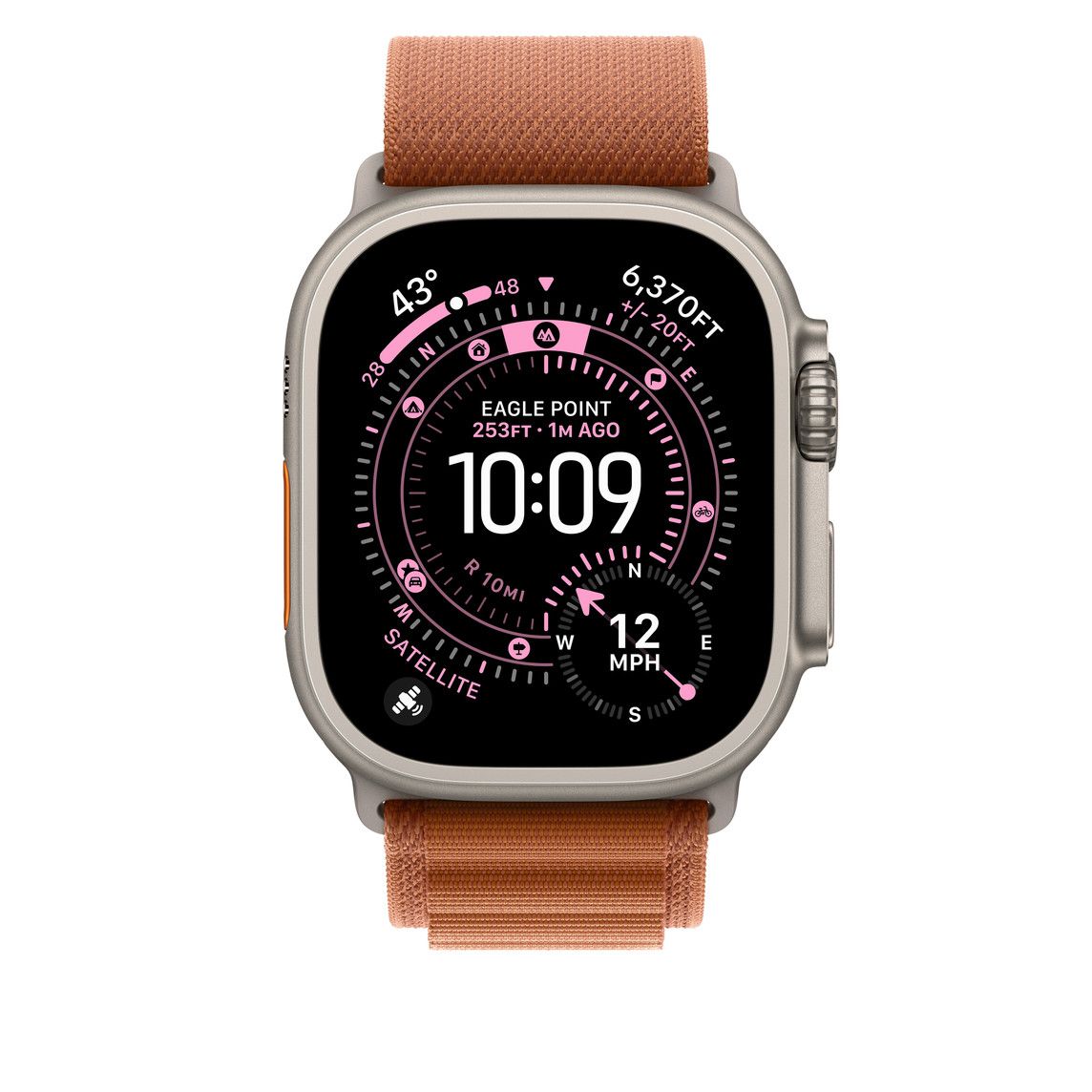 Apple Watch 49mm Loop:  Terra Cotta Alpine Loop - Small - Natural Titanium Finish Detaliu 2