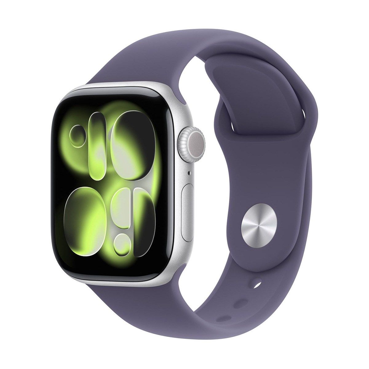 Apple Watch Series 11 GPS + Cellular 42mm Carcasă din aluminiu argintie cu brățară sport Purple Fog - M/L Detaliu 1