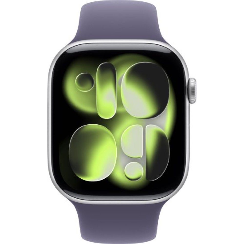 Apple Watch Series 11 silver aluminium 46mm 5G purple fog sport band Size M/L Detaliu 1