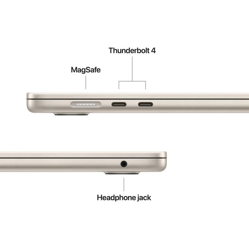 Laptop Apple MacBook Air 15 Z1LT000GX, 15.3 inch 2880 x 1864, Apple M5 10-core (10 C, N/A - N/A, N/A cache, N/A), 24 GB N/A, 512 GB SSD, Apple M5 10-core integrat, Mac OS, Tastatura US International, Starlight Detaliu 2