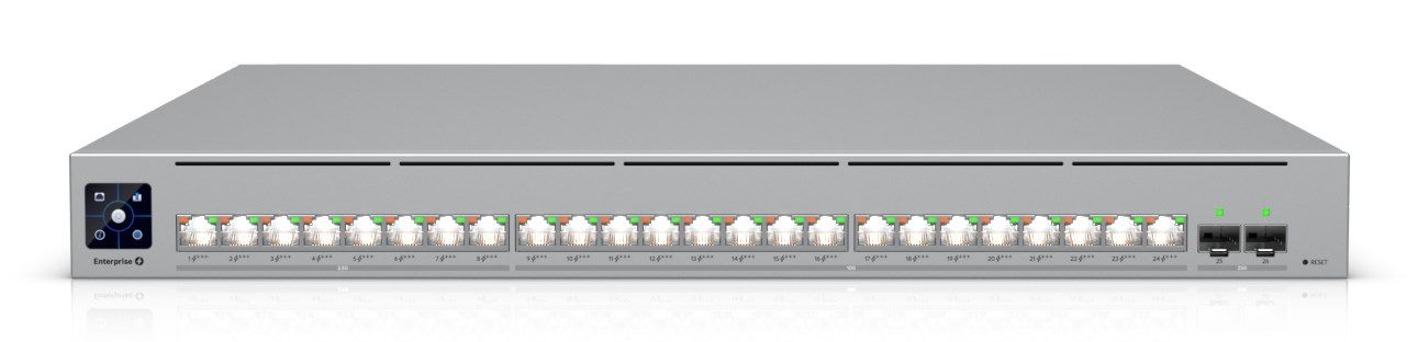 Ubiquiti ECS-24-PoE (1050W) | Switch | Etherlighting™  8x 2.5 GbE RJ45  16x 10 GbE RJ45  2x SFP28  L3  PoE+++