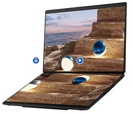 Laptop ASUS Zenbook DUO (UX8406) UX8406CA-QL118X, 14 inch 1920 x 1200 Touchscreen, Intel Core ultra 7 255H (16 C / 26 T, 2.5 GHz - 5.1 GHz, 24 MB cache, 28 W), 32 GB LPDDR5X, 1 TB SSD, Intel Arc Graphics, Windows 11 Pro, Tastatura US, Negru