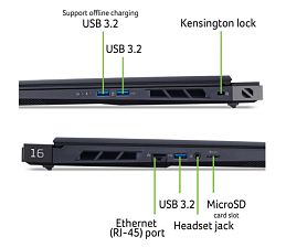 Laptop Acer Predator Helios Neo 16S AI PHN16S-71-7556, 16 inch 2560 x 1600, Intel Core Ultra 7 - 255HX (20 C / 20 T, 2.4 GHz - 5.2 GHz, 30 MB cache, N/A), 16 GB DDR5, 1 TB SSD, Nvidia GeForce RTX 5060, Windows 11 Home, Tastatura US, Negru