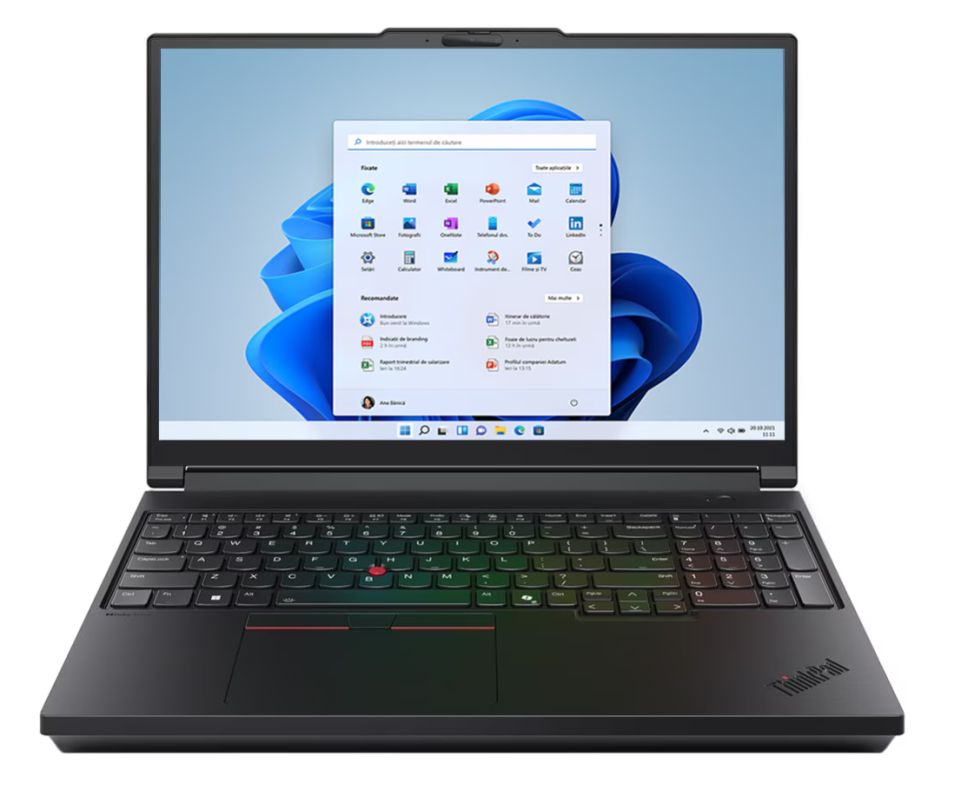 Laptop Lenovo ThinkPad P16 Gen 3 21RQ0005SP, 16 inch 1920 x 1200, Intel 255HX (16 C / 22 T, 2.0 GHz - 5.0 GHz, 24 MB Intel Smart Cache cache, 55 W), 32 GB DDR5, 1 TB SSD, Nvidia RTX PRO 2000 Blackwell, Windows 11 Pro, Tastatura US, Negru