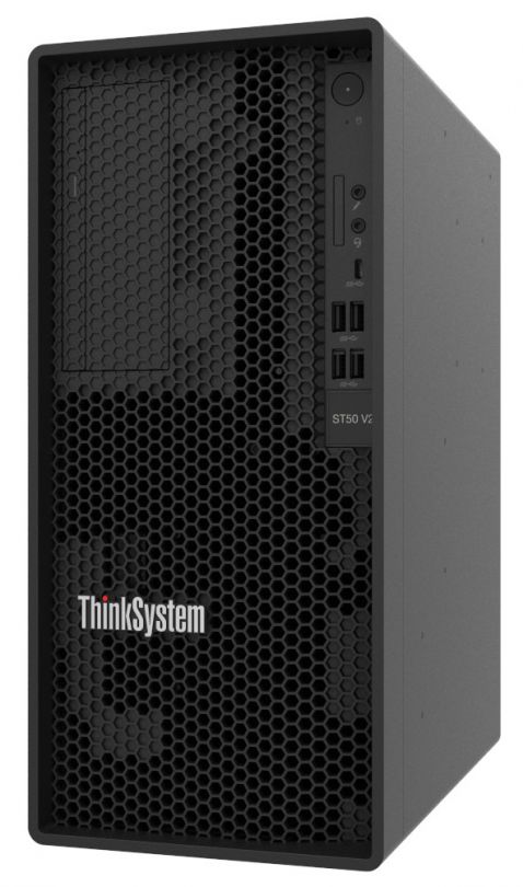 Lenovo ThinkSystem ST50 V2 Xeon E-2324G  (4C 3.1GHz 8MB Cache/65W), SW RAID, 2x1TB SATA, 1x16GB, 500W 94% Efficiency, No DVD, 3 year_4