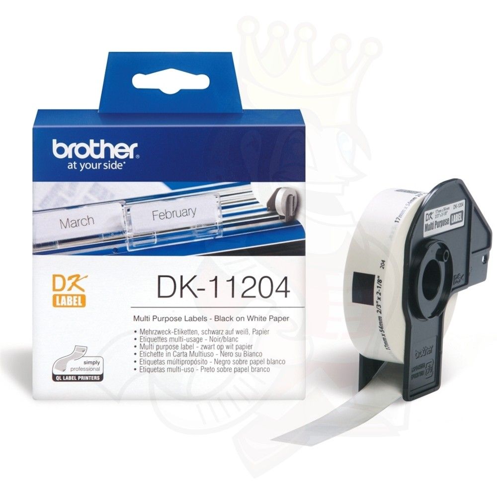 Brother  DK11204 Etichete de hartie multifunctionale 17mm x 54 mm negru/alb 400buc_1
