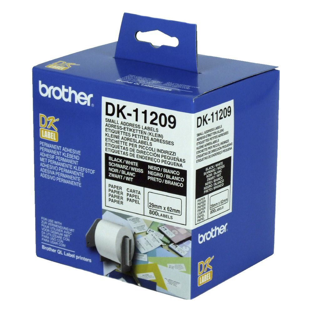 Brother  DK-11209 Etichete de hartie mici pentru adrese 62 mm x 29 mm, negru/alb, 800 buc_2