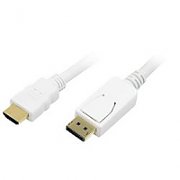 CABLU video LOGILINK, adaptor DisplayPort (T) la HDMI (T), 2m, conectori auriti, Full HD (1920 x 1080) la 60 Hz, alb, 