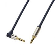 CABLU audio LOGILINK stereo (3.5 mm jack T/T), 3m, conectori auriti, un conector 90 grade, albastru 