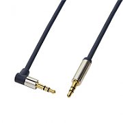 CABLU audio LOGILINK stereo (3.5 mm jack T/T), 0.5m, conectori auriti, un conector 90 grade, albastru 