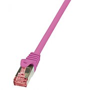 PATCH CORD S/FTP LOGILINK Cat6, LSZH, cupru, 0.5 m, roz, AWG27, dublu ecranat 