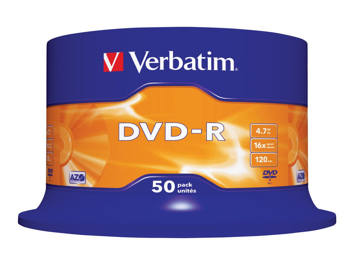 DVD-R VERBATIM  4.7GB, 120min, viteza 16x,  50 buc, Single Layer, spindle, 