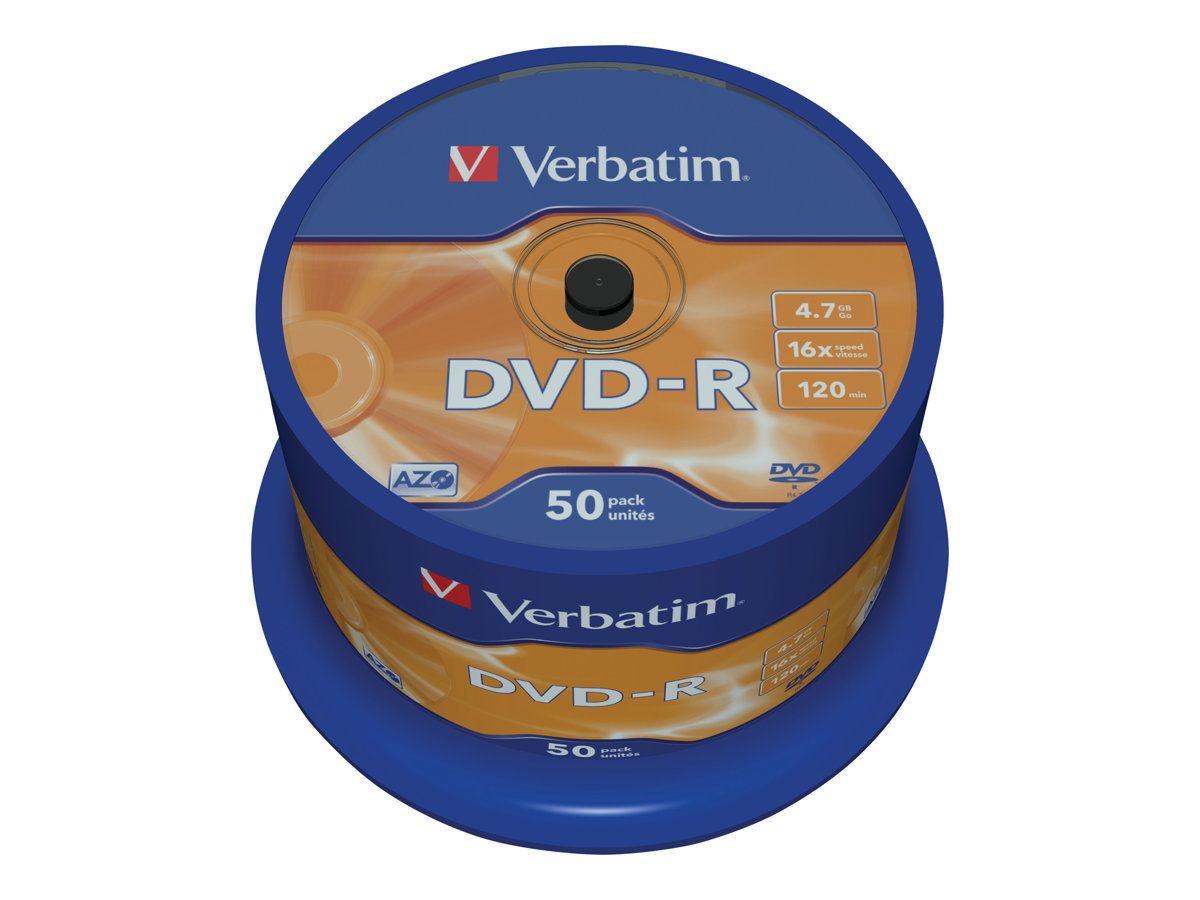 DVD-R VERBATIM  4.7GB, 120min, viteza 16x,  50 buc, Single Layer, spindle, 