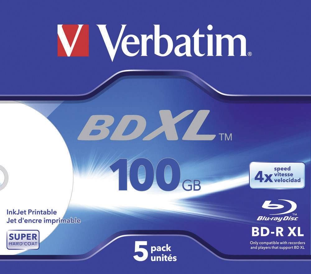 VERBATIM 43789 BluRay BD-R XL Verbatim jewel case 5 100GB 4x printable_1
