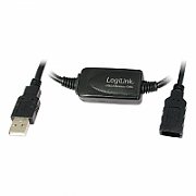 CABLU USB LOGILINK prelungitor, USB 2.0 (T) la USB 2.0 (M), 10m, activ (permite folosirea unui cablu USB lung), negru, 