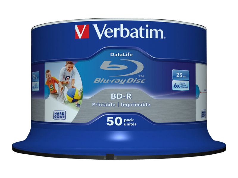 BD-R VERBATIM  25GB, viteza 6x, 50 buc, Single Layer, spindle, printabil, 