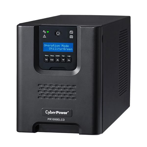 UPS Cyber Power PR1000ELCD, 1000 VA, 900 W, cu management, line-interactive, 8x C13, 1x C14, Sealed Lead-acid, 16 minute (50% sarcina), LCD, Tower, Negru