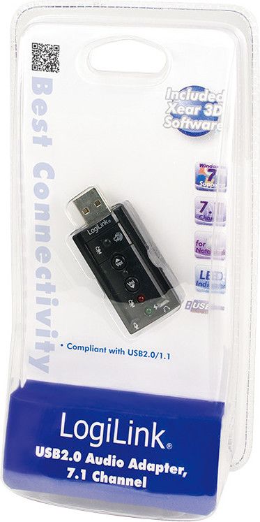 PLACA de SUNET Logilink, extern, 7.1, interfata USB 2.0, conectori 3.5 mm jack x 5, S/PDIF, 
