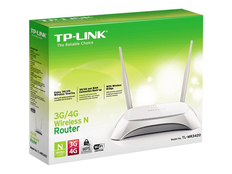 Router 4g Wireless TP-Link TL-MR3420, 1xWAN 10/100, 4xLAN 10/100, 2 antene fixe 5dBi, N300, 3G/4G sharing, compatibil cu modemurile USB LTE/HSPA+/HSUPA/HSDPA/UMTS/EVDO, 3G/WAN failover,WPS_1