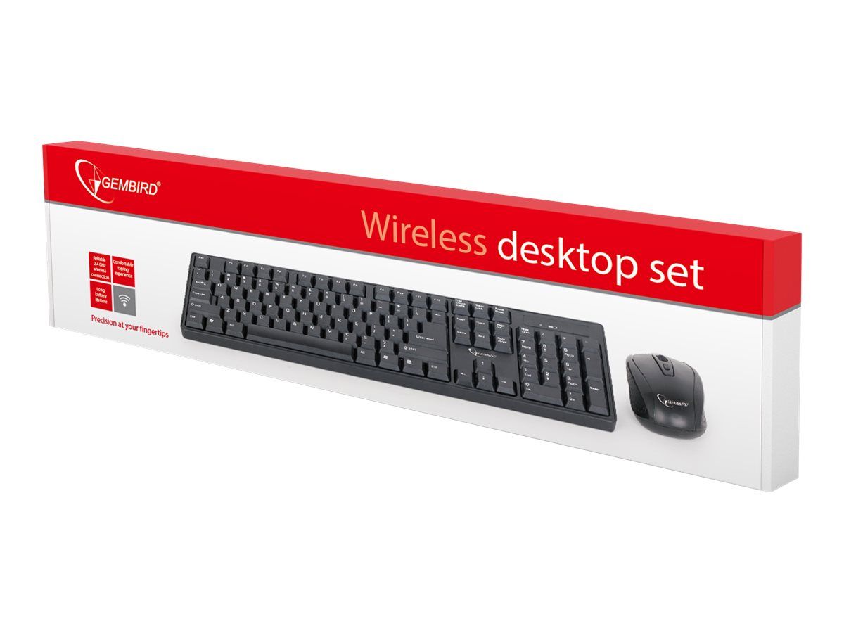 KIT wireless GEMBIRD, tastatura wireless 104 taste + mouse wireless 1000dpi, 4 butoane, rotita scroll, black 