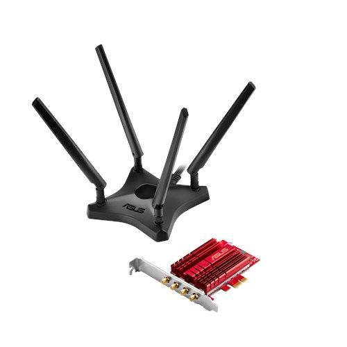 ASUS AC3100 Dual-Band PCIe Wi-Fi Adapter, PCE-AC88, 802.11 b/g/n/ac :downlink up to 1000 Mbps, uplink up to 1000 Mbps (20/40MHz)802.11 a/n/ac : downlink up to 2167 Mbps, uplink up to 2167 Mbps(20/40/80MHz), 2.4 GHz/5 GHz, AC3100 ultimate AC performance : 1000+2167Mbps, 4* R SMA Antenna_5