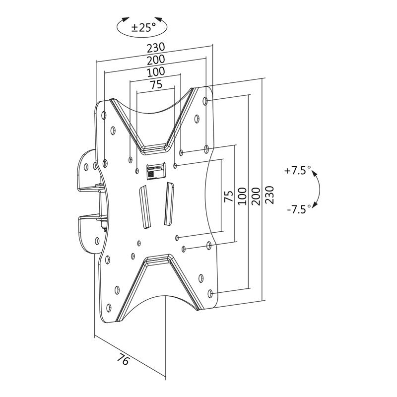 SUPORT de perete LOGILINK, pt 1 TV/monitor plat, diag. max 42 inch, inclinare, pivotare, max 25 Kg, 