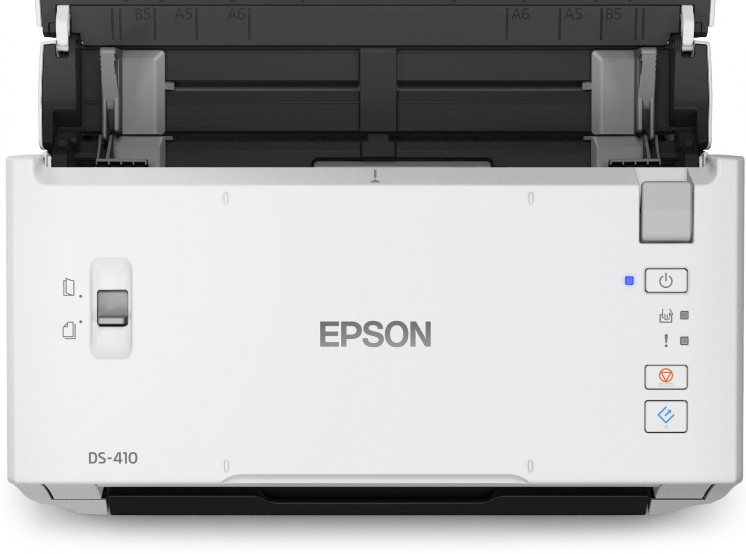 Scanner Epson DS-410, dimensiune A4, tip sheetfed, viteza scanare: 52 ipm alb-negru si color, rezolutie optica 600x600dpi, ADF Single Pass 50 pagini, duplex, senzor CIS, USB 2.0 Type B, software :Document Capture Pro 2.0, Epson Scan 2, Posibilitatea prelungirii garantiei pana la 3 ani, doar cu_3