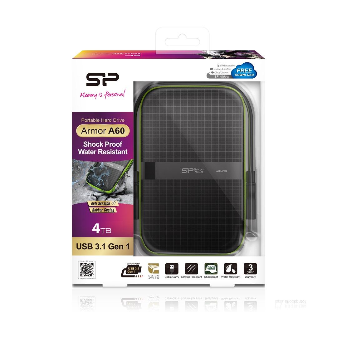 SILICONPOW SP040TBPHDA60S3K External HDD Silicon Power Armor A60 2.5 4TB USB 3.0, IPX4, Black_7