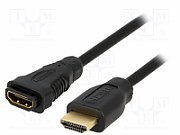 CABLU video LOGILINK, adaptor HDMI (T) la HDMI (M), 1m, conectori auriti, rezolutie maxima 4K DCI (4096 x 2160) la 60 Hz, negru, 