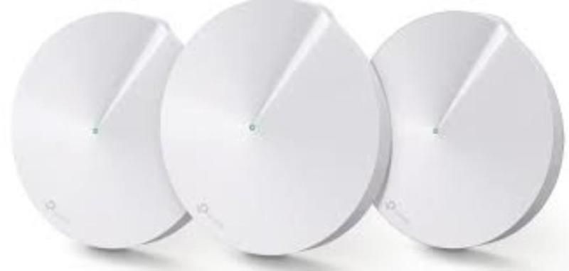 TP-Link AC1300 Whole Home Mesh Wi-Fi System, Deco M5 (3-Pack); Quad-coreCPU; 2 LAN/WAN Gigabit Ethernet Ports; Flash: 32 MB; SDRAM: 256 MB; 4*internal antennas per Deco unit; Wireless Standards: IEEE 802.11 ac/n/a5 GHz, IEEE 802.11 b/g/n 2.4 GHz; Frequency: 2.4 GHz and 5 GHz; ExternalPower Supply_4