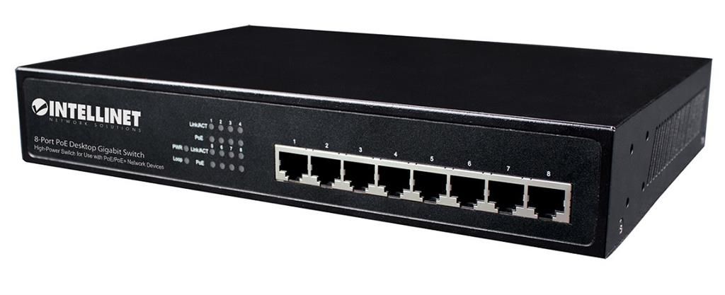Intellinet 8-Port Gigabit Ethernet PoE+ Switch, 8 x PoE ports, IEEE 802.3at/af Power-over-Ethernet (PoE+/PoE), Endspan, Desktop (Euro 2-pin plug)_1