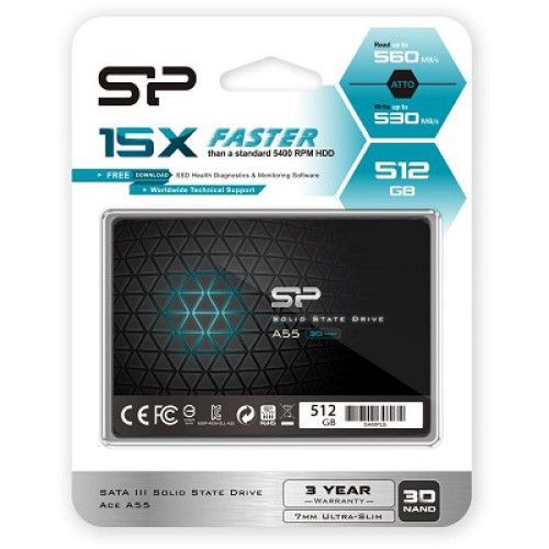 SILICONPOW SP512GBSS3A55S25 Silicon Power SSD Ace A55 512GB 2.5, SATA III 6GB/s, 560/530 MB/s, 3D NAND_3