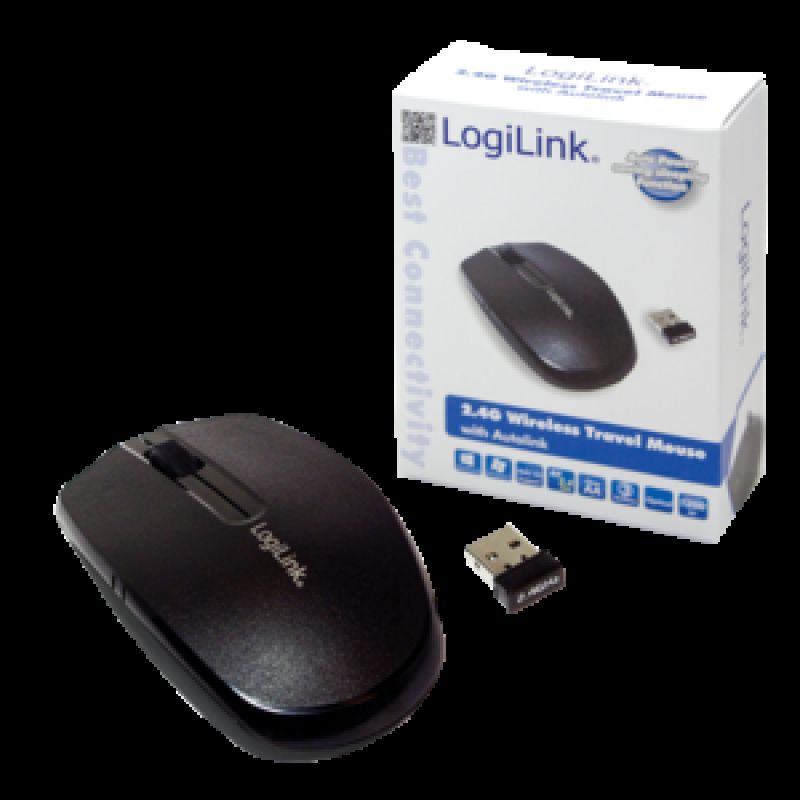 MOUSE Logilink, PC sau NB, wireless, 2.4GHz, optic, 1200 dpi, butoane/scroll 3/1, , negru, 