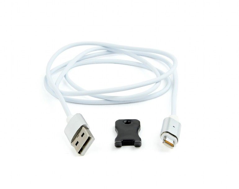 CABLU alimentare si date GEMBIRD, pt. smartphone, USB 2.0 (T) la Lightning (T) (conector magnetic), 1m, alb, 