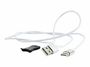 CABLU alimentare si date GEMBIRD, pt. smartphone, USB 2.0 (T) la USB 2.0 Type-C (T) (conector magnetic), 1m, alb, 