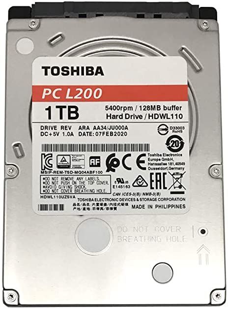 TOSHIBA HDD mobile L200-1TB-54RPM-128MB-SATA-2.5